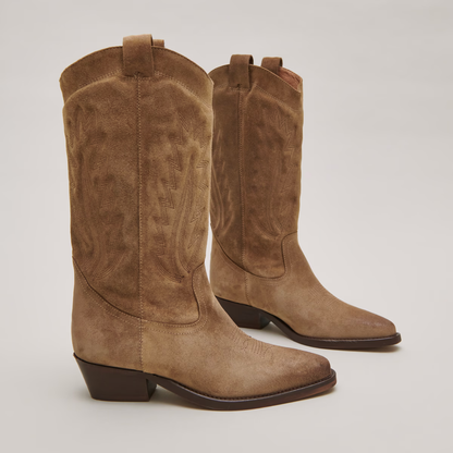 Bottes à bouts pointus et surpiqures apparentes